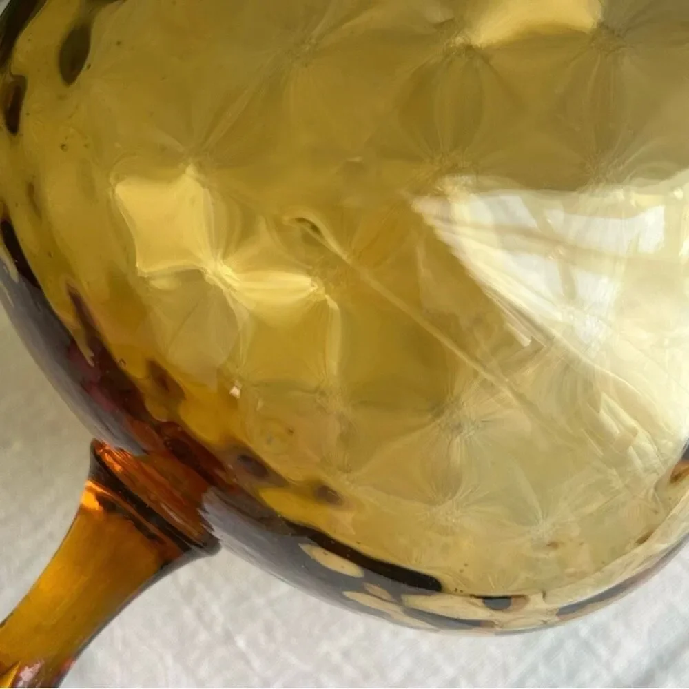 Vintage MCM Empoli Italy Honey Amber Optic Brandy Snifter Glass Vase